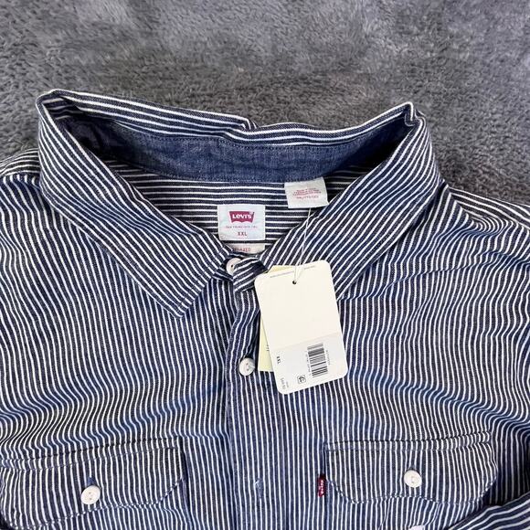 Levis Shirt Mens XXL Worker Long Sleeve Button Up Striped - Picture 2 of 9